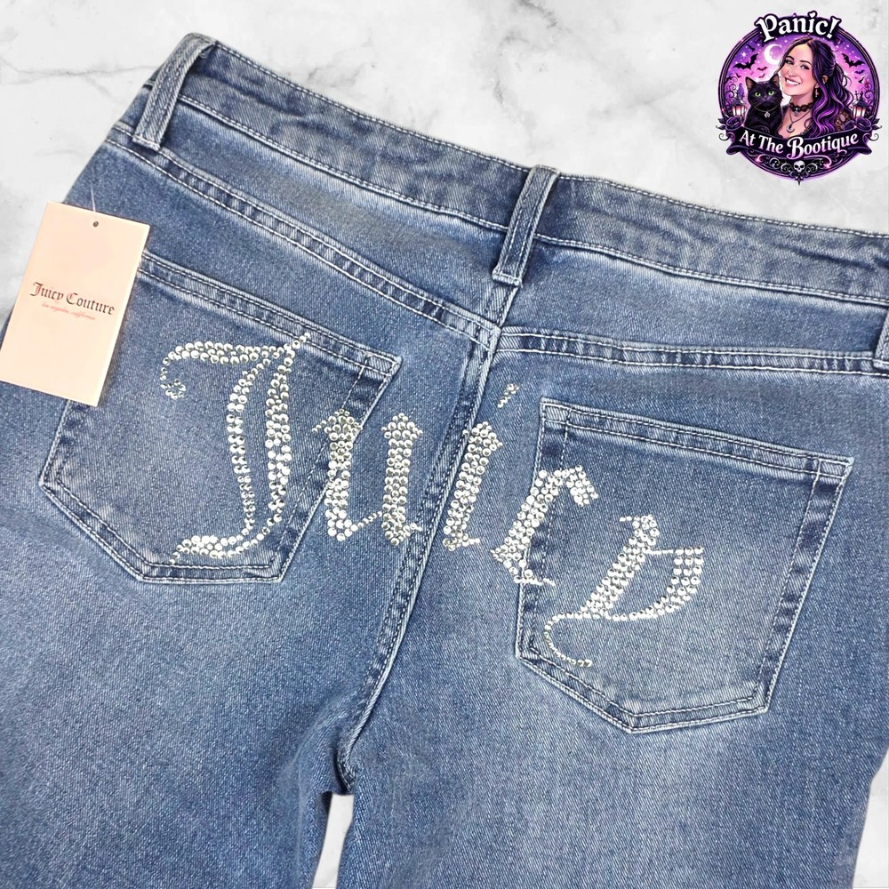 Juicy Couture Flare Jeans Women 9/29 Denim Rhinestone Butt Logo Low Rise Y2K NWT